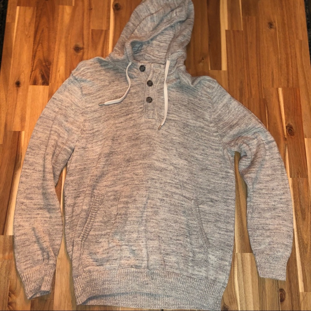 Thick Buttoned Hoodie Sweater